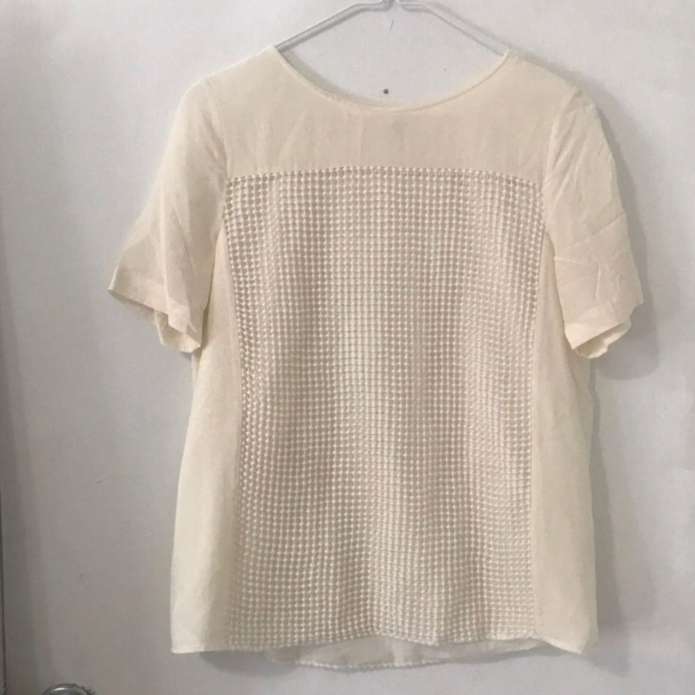 Madewell Cream Textured Short Sleeve Blouse